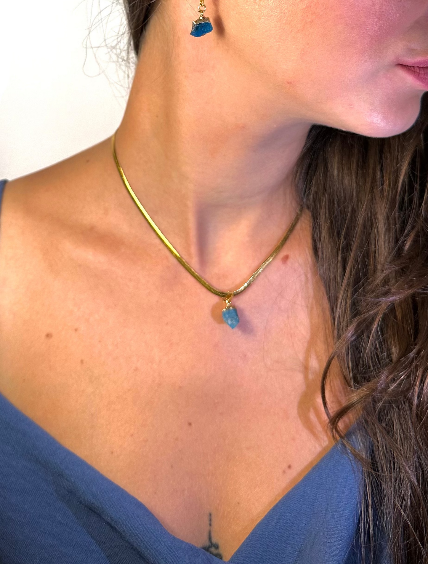 Apatite blu - Catena Snake (Gemelli & Acquario)